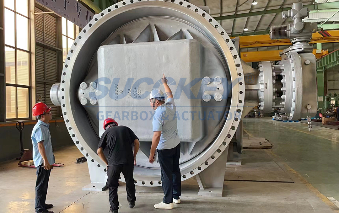 SUCCKEY worm gearbox combination with DN1600 and DN3000 butterfly valve